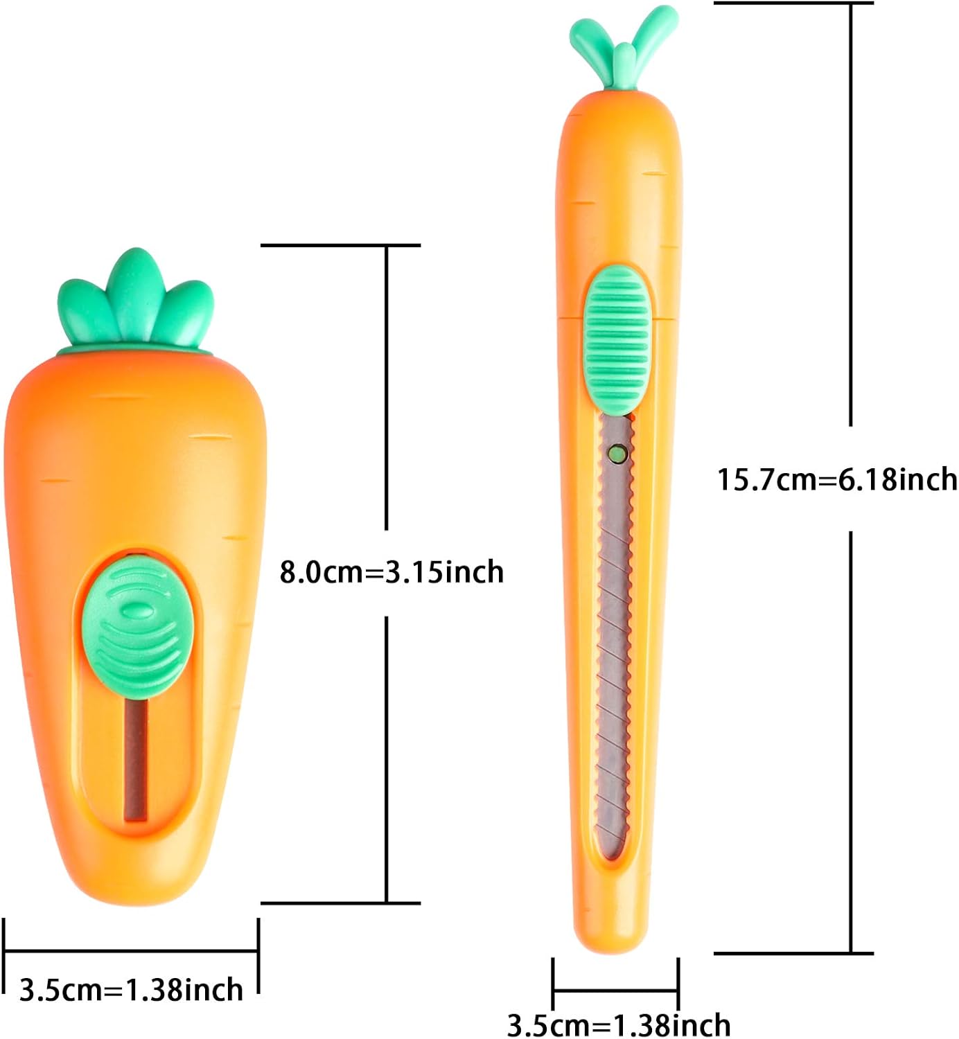 Mini Carrot-Style Utility Knife (3-Pack), Box Cutters Retractable, Mini Portable Carrot Style Box Cutter Blades, Auto Retracts to Lock Slides Open Blade, for Cartons, Cardboard, Boxes Cutting, and DIY Crafts
